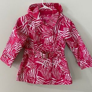 Hawke & Co Belted Hooded Rain Jacket Sz  6 Pink